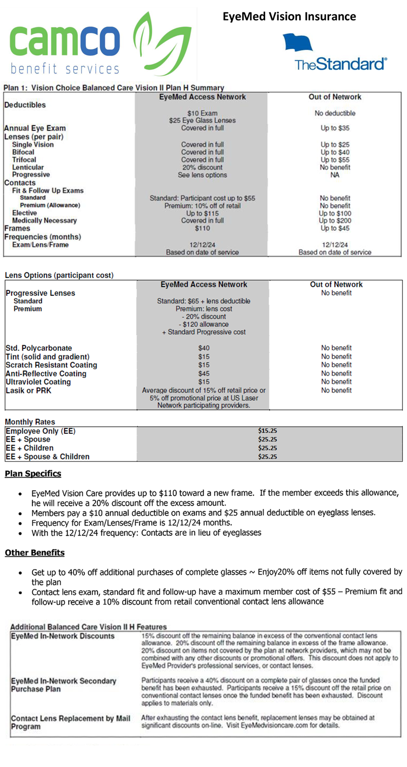 EyeMed Vision Insurance Plan Camco Benefit Services